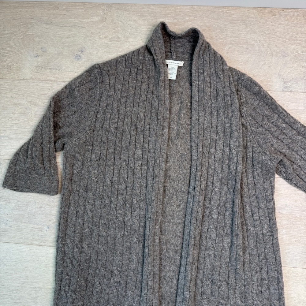 White + Warren Heather Gray Cashmere Sweater - Picture 4 of 5